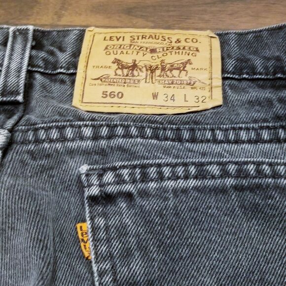Levi's 560 Orange Tab Jeans Men's Size 34x32 Gray Denim 1993 USA Made (35x30.5) - Picture 5 of 7